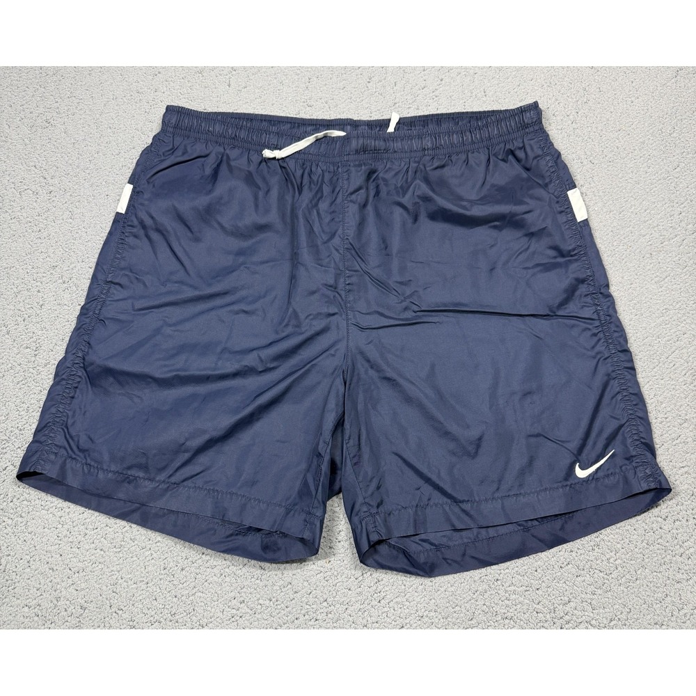 VTG Nike Swim Shorts Mens Large Blue Colorblock Mesh Lined Drawstring Pockets